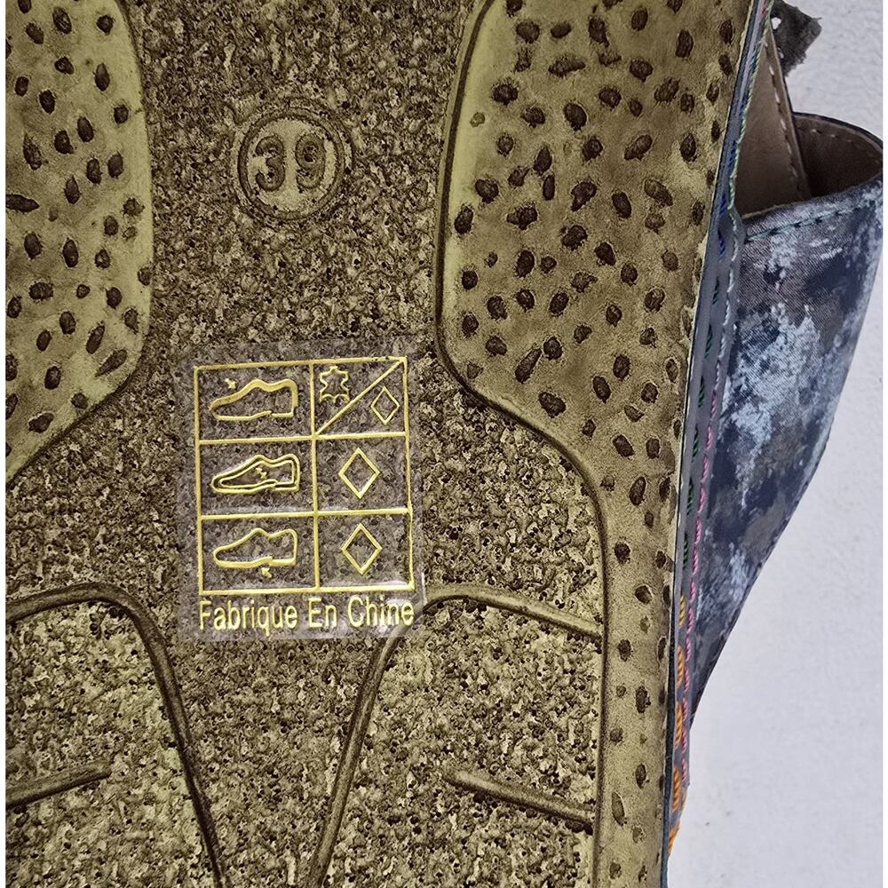 Spring Step L’artiste Karina Slide Sandals Sz 8.5 EU 39 Blue Flowers - Picture 9 of 10